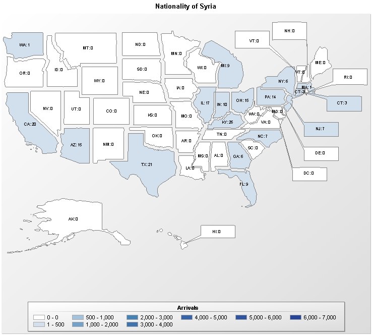 map where syrians are going