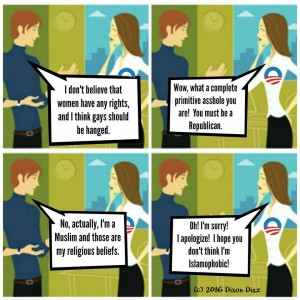 liberal hypocrisy islamaphobia cartoon