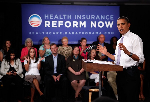 U.S. President Barack Obama speaks during a town hall meeting on healthcare at the headquarters of the Democratic National Committee August 20, 2009 in Washington. UPI/Alex Wong/Pool