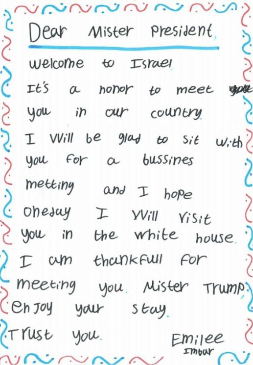little israeli girl letter president trump