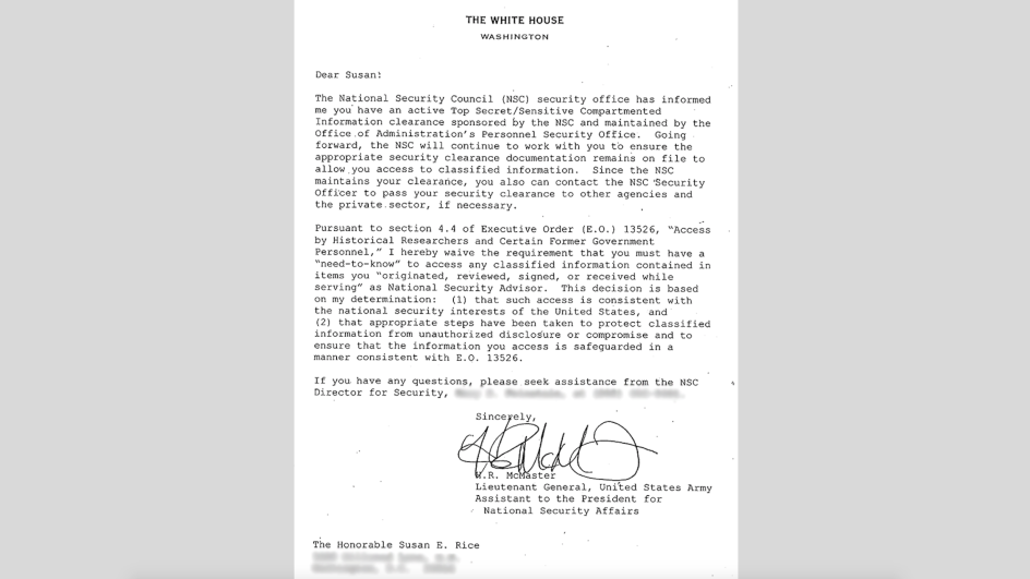 Susan Rice McMaster Letter SC