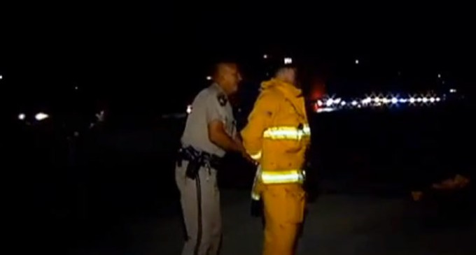California Cop Handcuffs And Detains Firefighter Helping Crash Victims