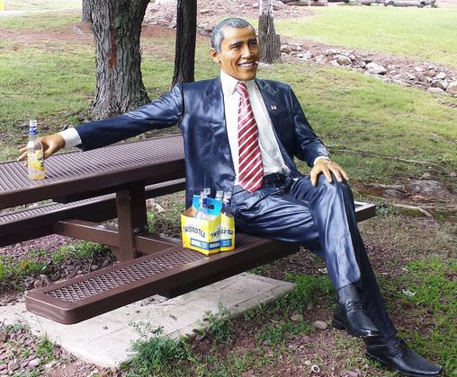 Obama Statue Stolen From Porch, Found Later With Empty Bottles Of Alcohol And Cigarette