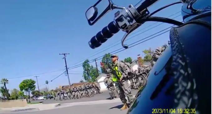 Armed California National Guard Patrols Residential Streets