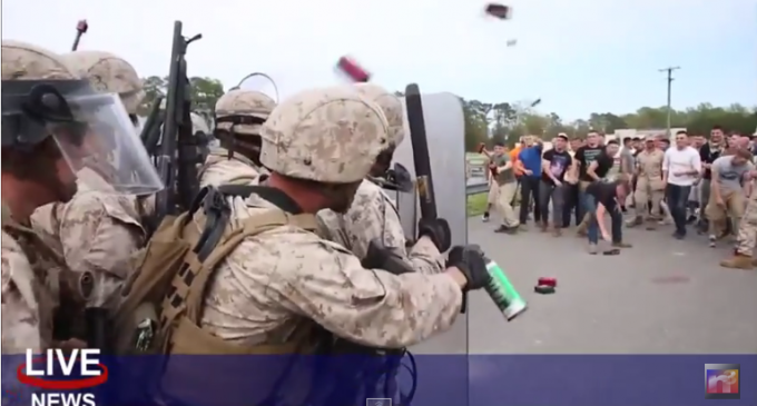 Marines Train For Riot Control In Virginia