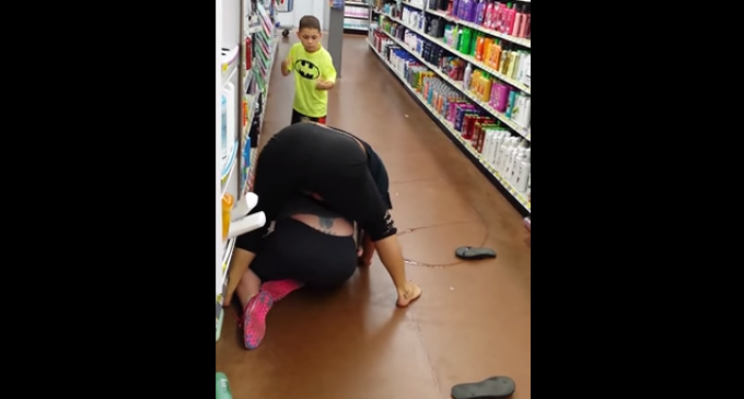 Shock Video: Woman Asks Her Child To Assist In Savage Brawl at Walmart