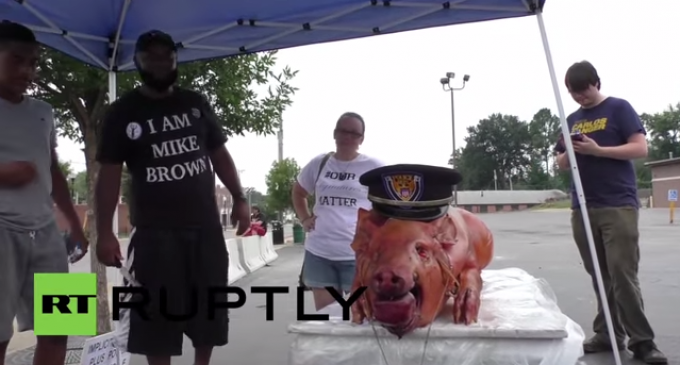 Ferguson Protestors Bring Roasted Pig To Police Station, Shoot It Out With Cops, State Of Emergency Declared