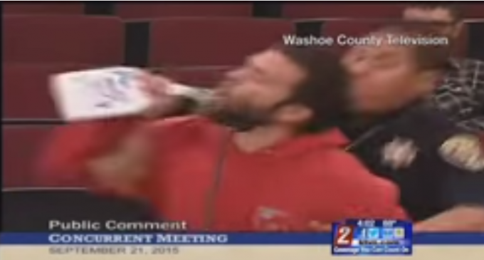 Activist Pretended to Drink “Roundup” at Town Meet