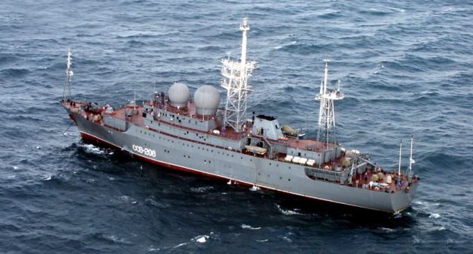 Russian Spy Ship Shadows American Explorer Vessel