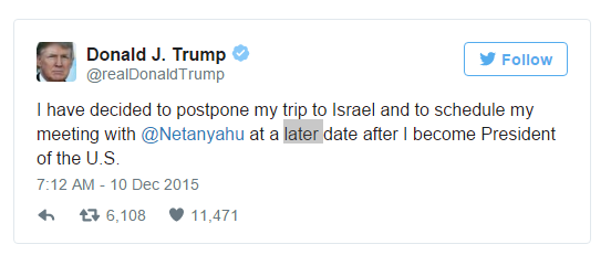 Trump Plans Israel Visit to Meet Benjamin Netanyahu, Postponed