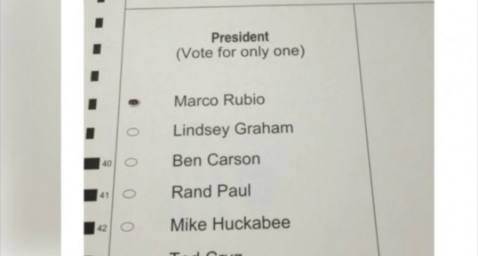 Voter Handed Ballot On Super Tuesday Already Filled In For Marco Rubio