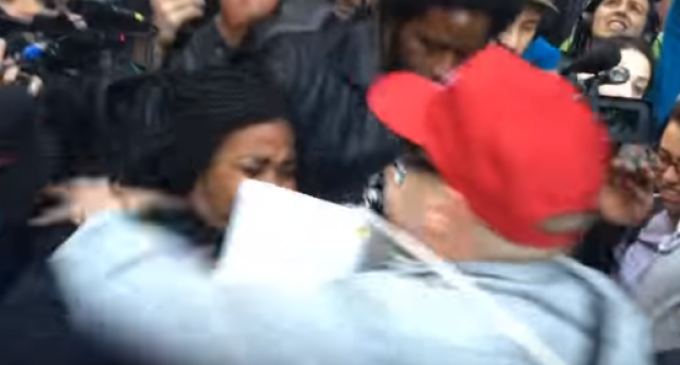 Anti-Trump Protestors Forcibly Remove Supporter, Almost Push Him Onto Man In Wheelchair