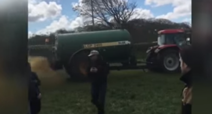Emma Thompson and Anti-Fracking Protestors get Sprayed with Manure