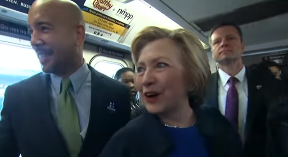 Hillary Breaks the Law on NYC Subway