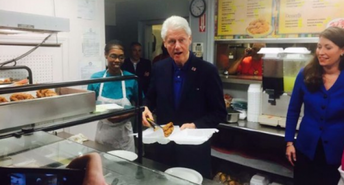 Bill Clinton Literally Serves Fried Chicken to Black Voters