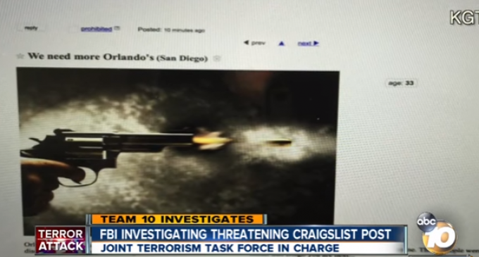 FBI Investigating San Diego Craigslist Ad Threatening Orlando-Style Attack