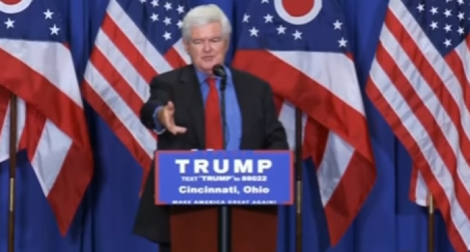 Newt Gingrich Blasts Hillary, Praises Trump In Rousing Speech