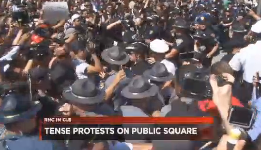 RNC Protestors Throw Urine at Each Other