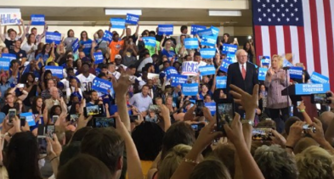 Liberal Media Tweets Misleading Photo of “Big boisterous crowd” at Hillary Campaign Rally