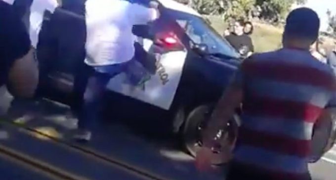 California Highway Patrol Attacked by Angry Mob