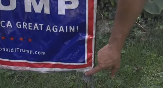 Man Sets Up Booby Trap for Trump Sign with Hilarious Results