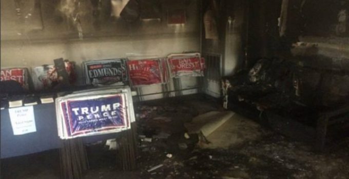 GOP Office Firebombed: “Nazi Republicans leave town or else”