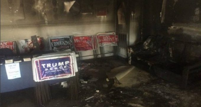 GOP Office Firebombed: “Nazi Republicans leave town or else”