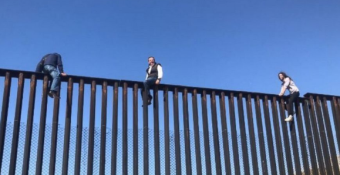 Mexican Lawmaker Climbs Border Wall to Prove Point to Trump