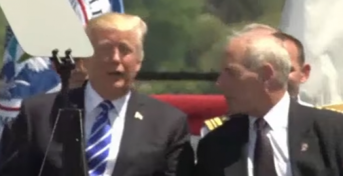 DHS Sec Kelly Caught on Hot Mic with President Trump at Coast Guard Graduation Ceremony