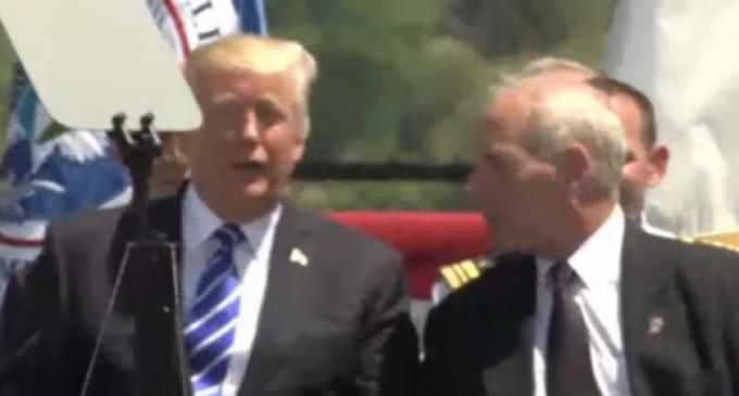 DHS Sec Kelly Caught on Hot Mic with President Trump at Coast Guard Graduation Ceremony