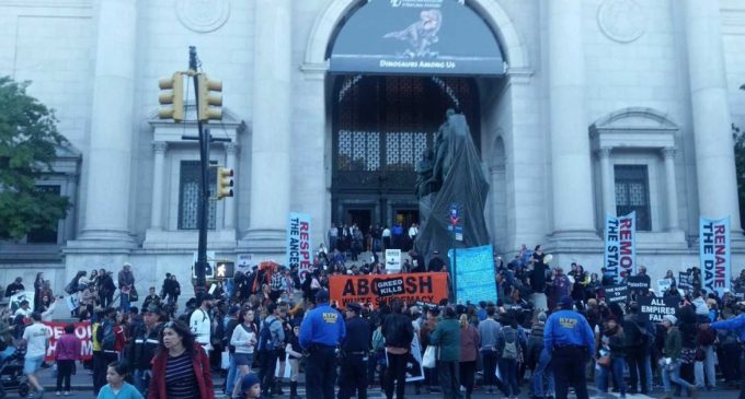 Leftist Anarchists Protest Statue of Teddy Roosevelt
