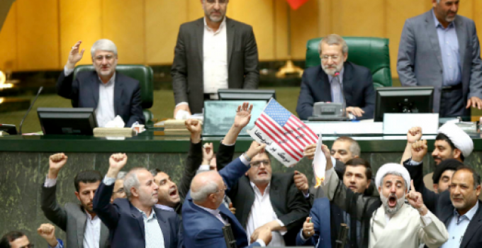 Iranian Lawmakers Burn US Flag in Parliament, Shout “Death to America”