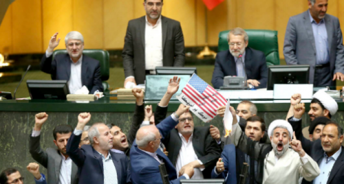 Iranian Lawmakers Burn US Flag in Parliament, Shout “Death to America”