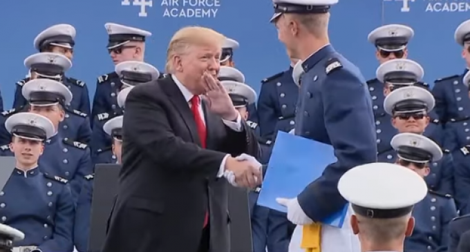 President Trump Salutes, Shakes Hands with ALL 989 Air Force Academy Graduates