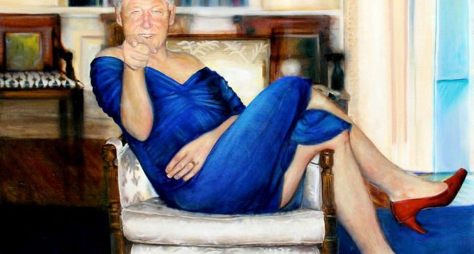 Epstein Had Painting of Bill Clinton Wearing Blue Dress and Red Heels