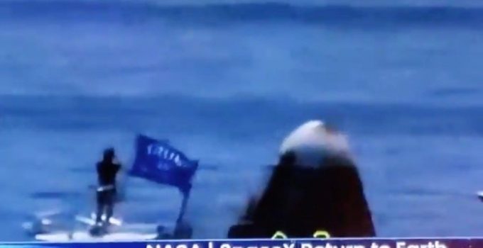 Boater with Trump Flag Gatecrashes SpaceX Craft Splashdown