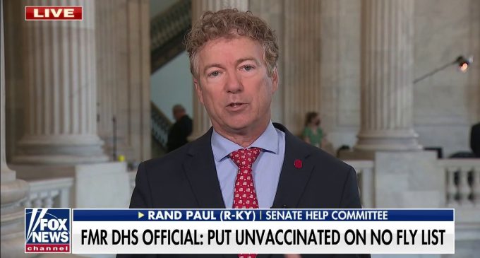 “They Can’t Arrest Us All”, Sen. Paul Urges Americans to “Resist” Mask Mandates, Lockdowns