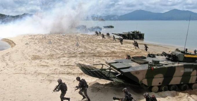 China’s Military Conducts Beach Landing Assault Drills Directly Across from Taiwan