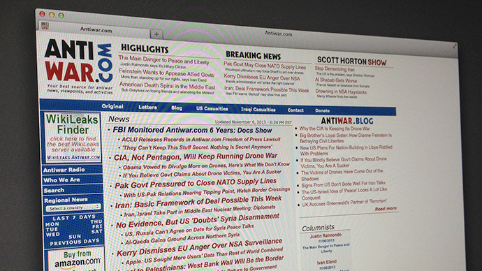 Anti-war website targeted for surveillance as reward for notifying FBI of cyber threat