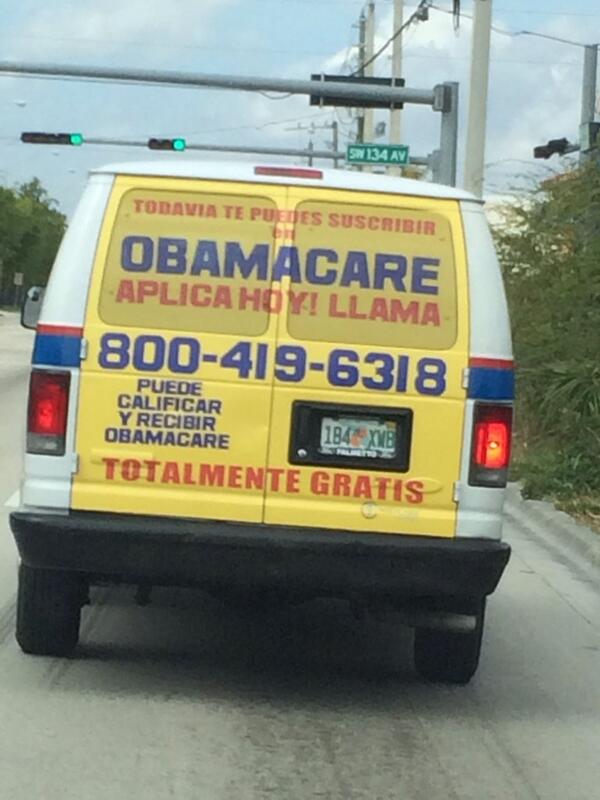 “Free Obamacare” Vans Cruise Miami Streets As Obama Reassures Hispanics