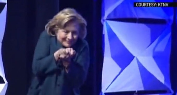 Hillary Dodges Thrown Shoe