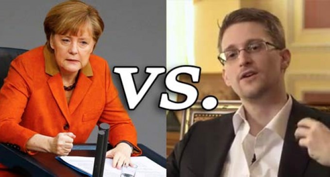 German Chancellor Merkel vs Edward Snowden on International Gov’t Spying