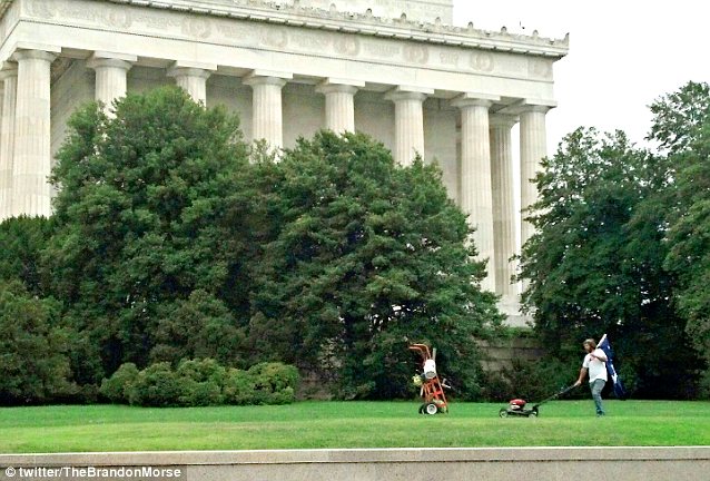 Patriot picks up the slack and cuts the grass at Lincoln Memorial