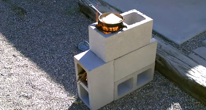 A Simple 4 Cinder Block Stove in 5 Minutes