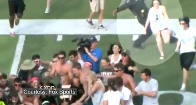 Psycho Cop Shoving, Tripping Students Celebrating Soccer Victory