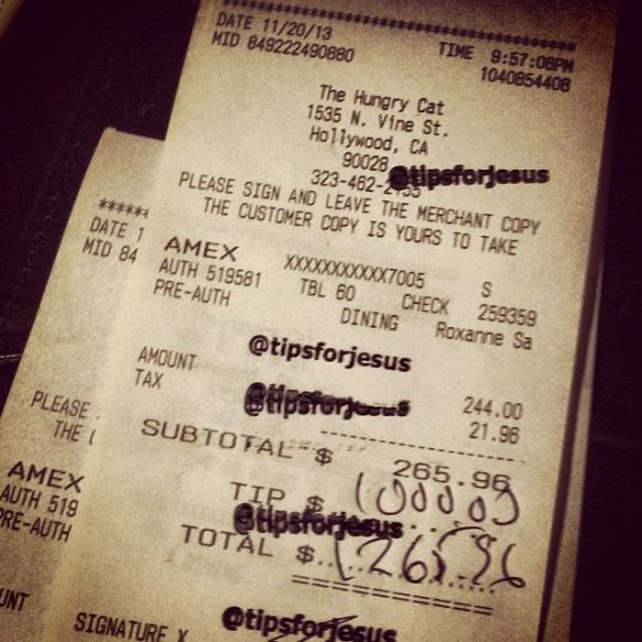 Enormous Tips Left By Anonymous ‘Tips For Jesus’